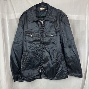 Vintage Tuffy Topper black satin Men's bomber jacket utility indie grunge XL